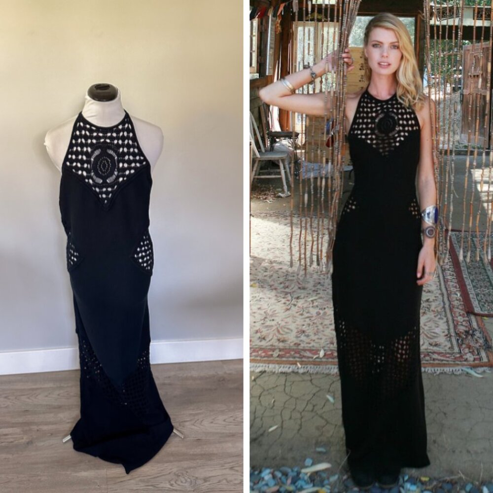 Revolve Jens Pirate Booty Black Crochet Maxi Dress